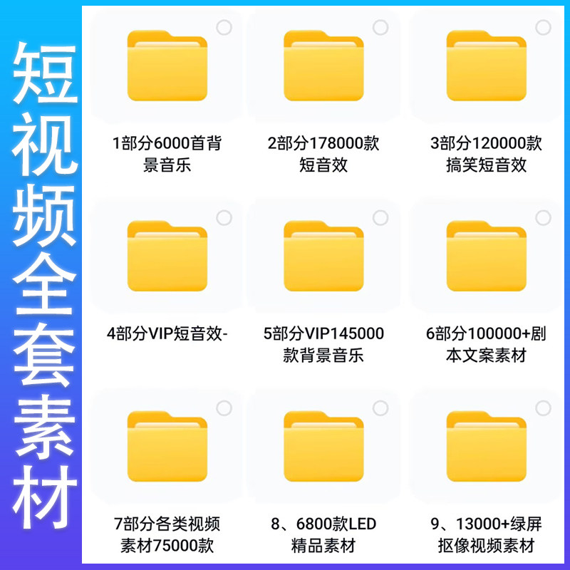 热门短视频素材高清剪辑搞笑励志抖音快手自媒体剧本音效配音文案