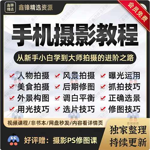 手机拍照摄影技巧snapseed人像拍摄后期剪辑修图入门到精通课程