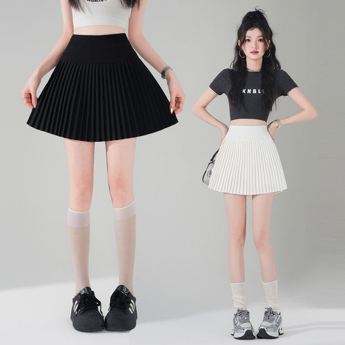 纯色西服春夏百褶裙女新款高腰a字半身裙jk梨形伯克利短裙子
