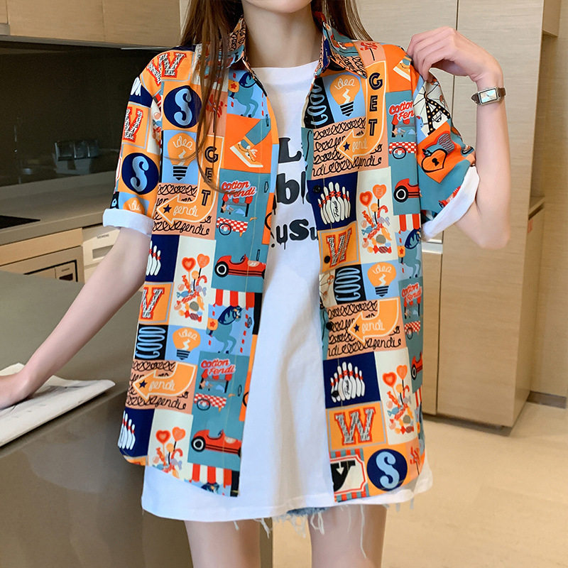 短袖衬衫女夏装2026新款韩版宽松百搭防晒上衣小众设计感碎花衬衣