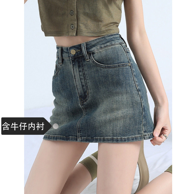 美式复古牛仔短裙女夏季显瘦性感辣妹紧身包臀裙裤短款高腰半身裙图片
