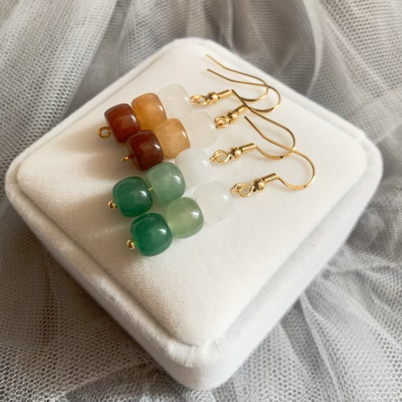 国潮耳环天然玉石小家碧玉古风