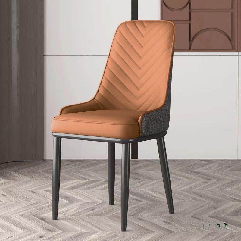 久坐电脑椅意式皮艺家用极简轻奢餐椅现代简约餐桌椅子酒店靠背椅