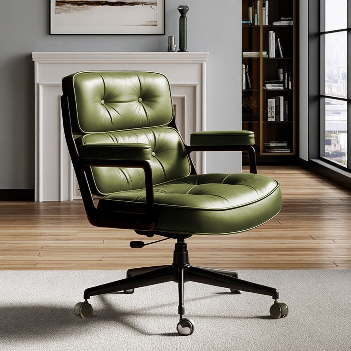 北欧风真皮办公椅轻奢电脑会议椅