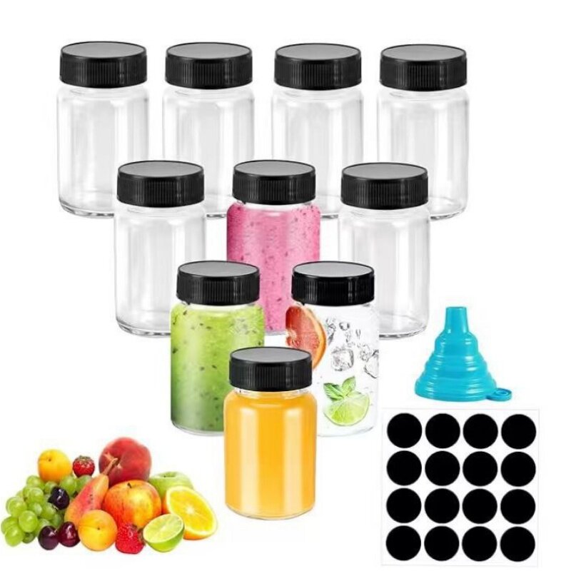 3个装送漏斗透明玻璃瓶60ml果汁蜂蜜酱汁样品威士忌2oz姜汁分装瓶