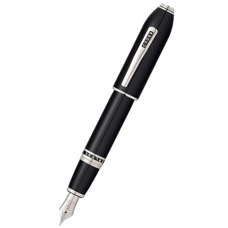 美国CROSS高仕钢笔名铸系列18K金笔黑珐琅白夹墨水笔收藏送礼品