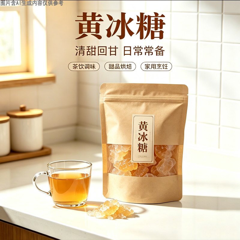 甘蔗黄冰糖古法多晶老冰糖煲汤泡茶甜品家用散装清甜回甘茶饮调味