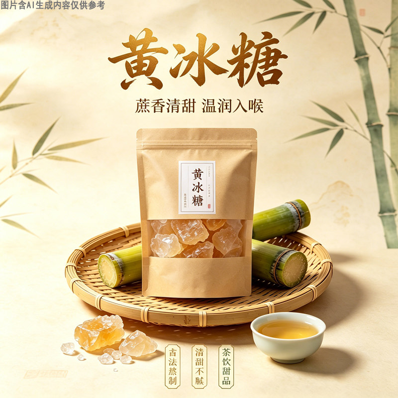 古法熬制多晶黄冰糖甘蔗老冰糖家用袋装茶饮温润入喉甜而不腻泡水