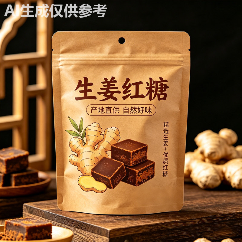 古法手工甘蔗生姜红糖块泡水炖汤