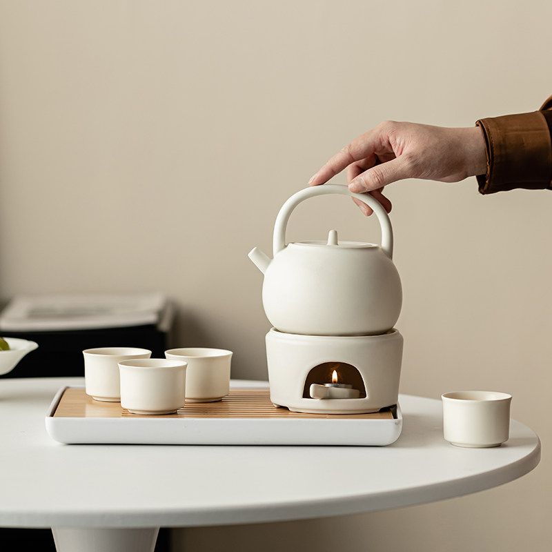 万疆陶瓷家用泡茶壶蜡烛底座煮茶炉煮茶器提梁壶功夫茶具套组礼盒