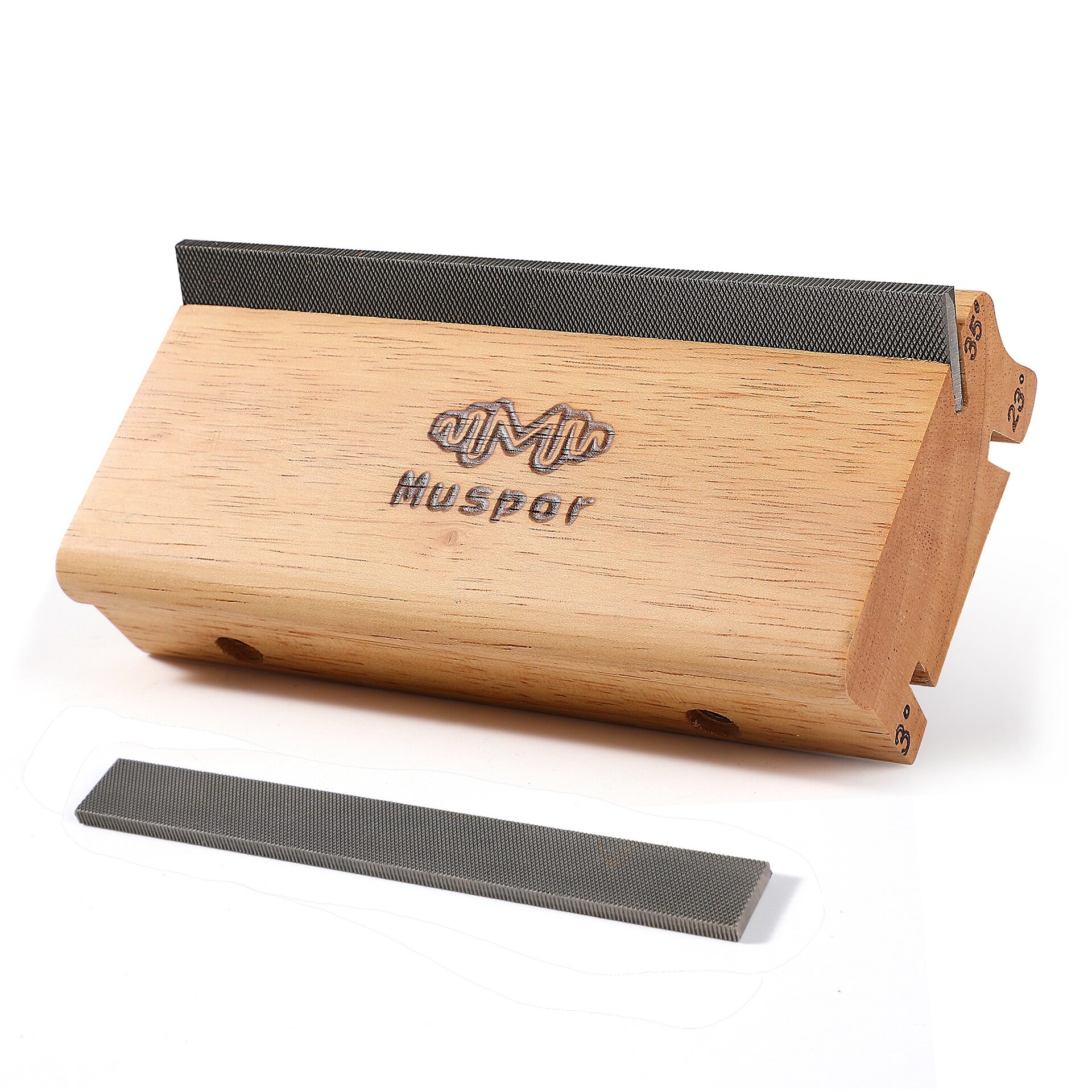 Muspor 3合1吉他品丝实木斜角锉3/23/35&deg;角 品丝倒角锉刀(原色)