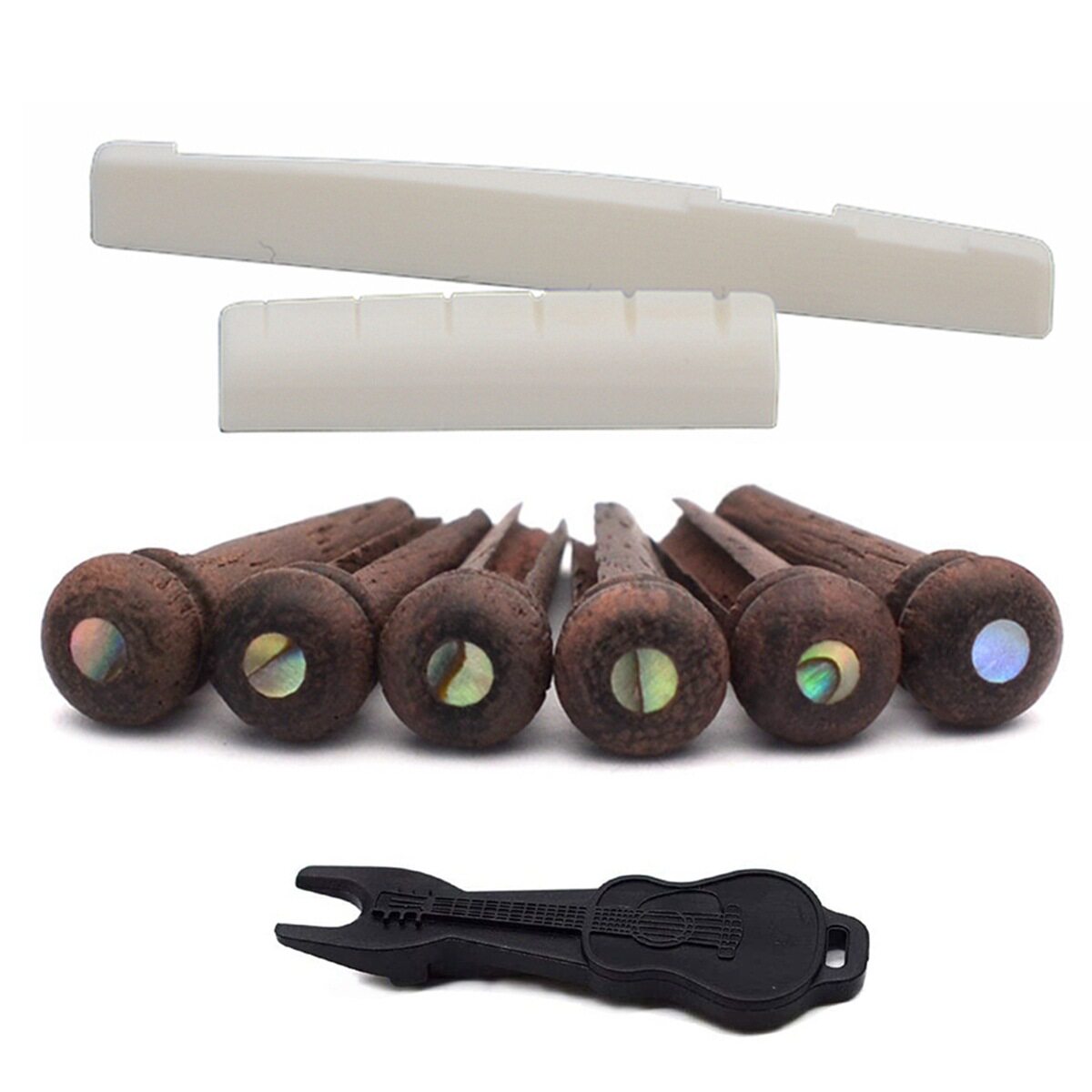 6支 民谣吉他 玫瑰木鲍鱼点 弦钉+牛骨琴桥&琴枕+起钉器（H-16）