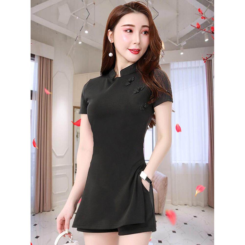 夜店工装技师女2021年夏季足浴旗袍连衣裙优雅气质覆古水疗工作服