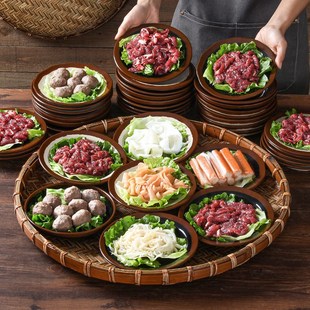 速发串025密胺餐具市井火锅专用盘子商用餐厅饭店菜串复古2盘配菜