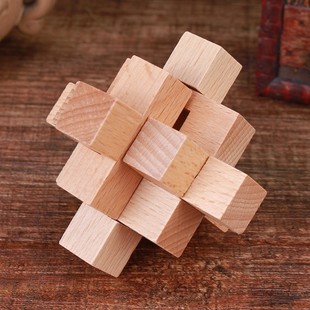 速发九通 鲁班锁度明锁高个 榉木单难孔成人儿童动脑益智玩具 小