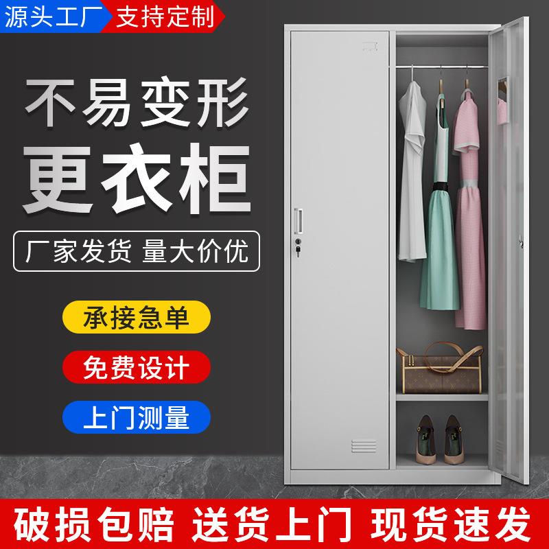 钢制铁皮柜更衣柜子二门衣柜铁员工单位宿舍衣柜带锁储物柜2门柜