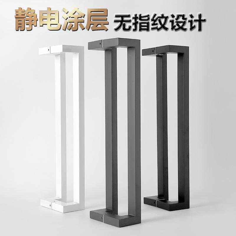 玻璃门拉手不锈钢方管黑色灰色白色双弯斜拐脚有框门