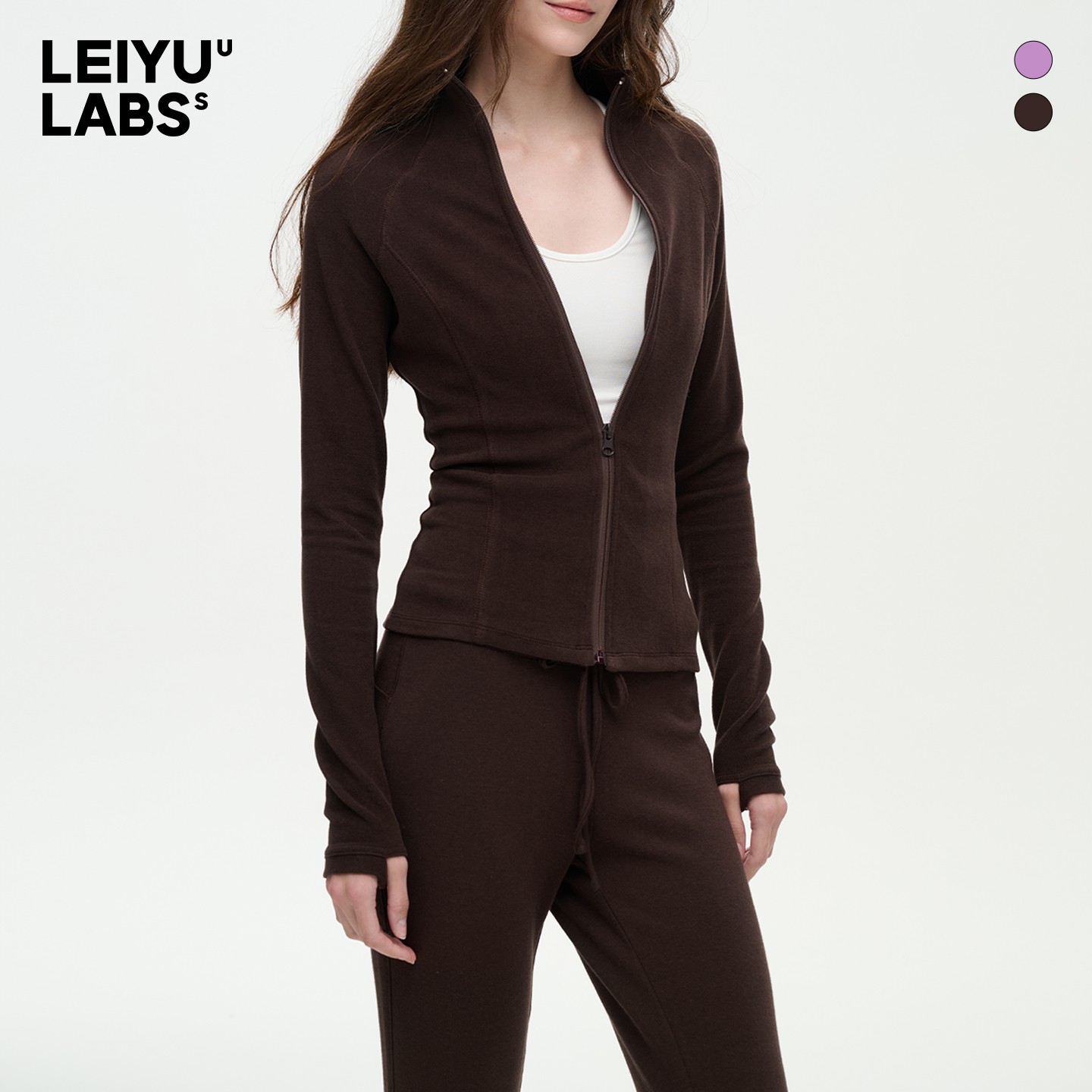 LEIYU LABS插肩袖德绒打底衫女冬2025年新款紧身立领保暖开衫上衣