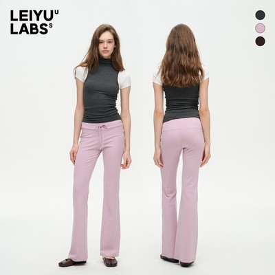 LEIYU LABS中低腰磨毛针织微喇休闲裤女2025年冬季新款抽绳喇叭裤