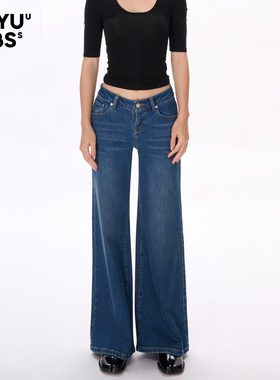 LEIYU LABS中低腰宽松直筒牛仔裤女秋2025年新款复古欧美阔腿长裤