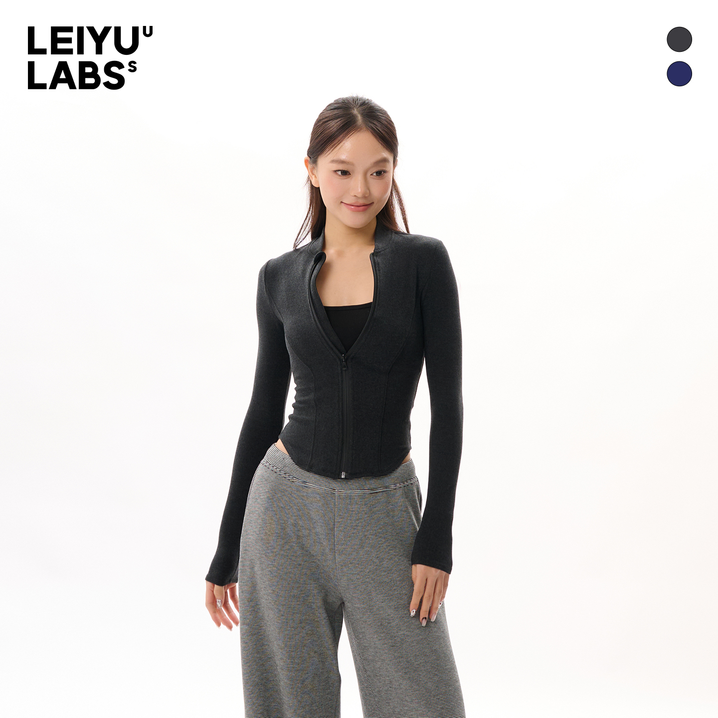 LEIYU LABS德绒打底衫女冬2025年新款高克重保暖运动内搭拉链上衣