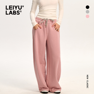 LEIYULABS宽松加绒直筒卫裤女2024年冬季欧美百搭阔腿运动休闲裤