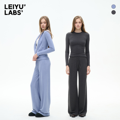 LEIYU LABS针织德绒磨毛休闲裤女冬2025年新款宽松中高腰垂感长裤