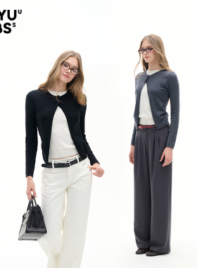 LEIYU LABS假两件含羊毛针织衫女2026年春季新款修身休闲毛衫上衣