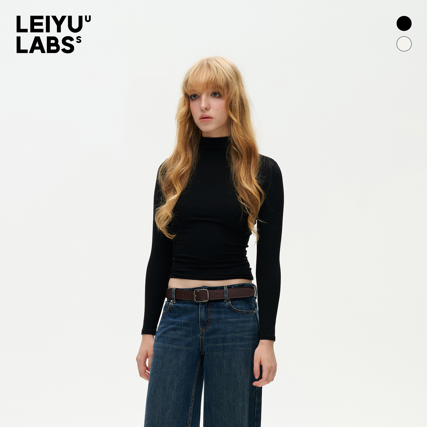 LEIYU LABS小立领针织打底衫女冬2025年新款高弹修身显瘦内搭上衣