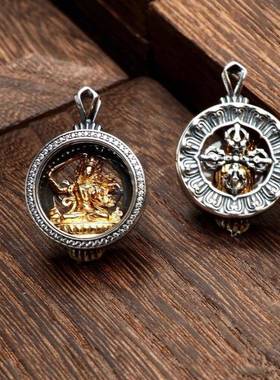 新款文殊菩萨随身小佛龛吊坠迷你随身佛龛嘎乌盒吊坠小佛像吊坠