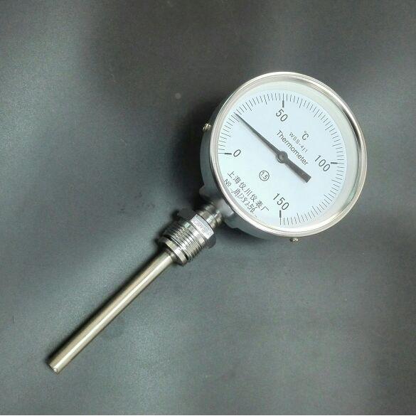 径向立式双金属温度计 直径100mm 温度150℃ 杆长100mm 螺纹m27x2
