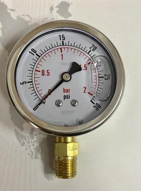油压表 30psi 2bar 61-68mm npt1/4 压力表 径向 充液型 NY63