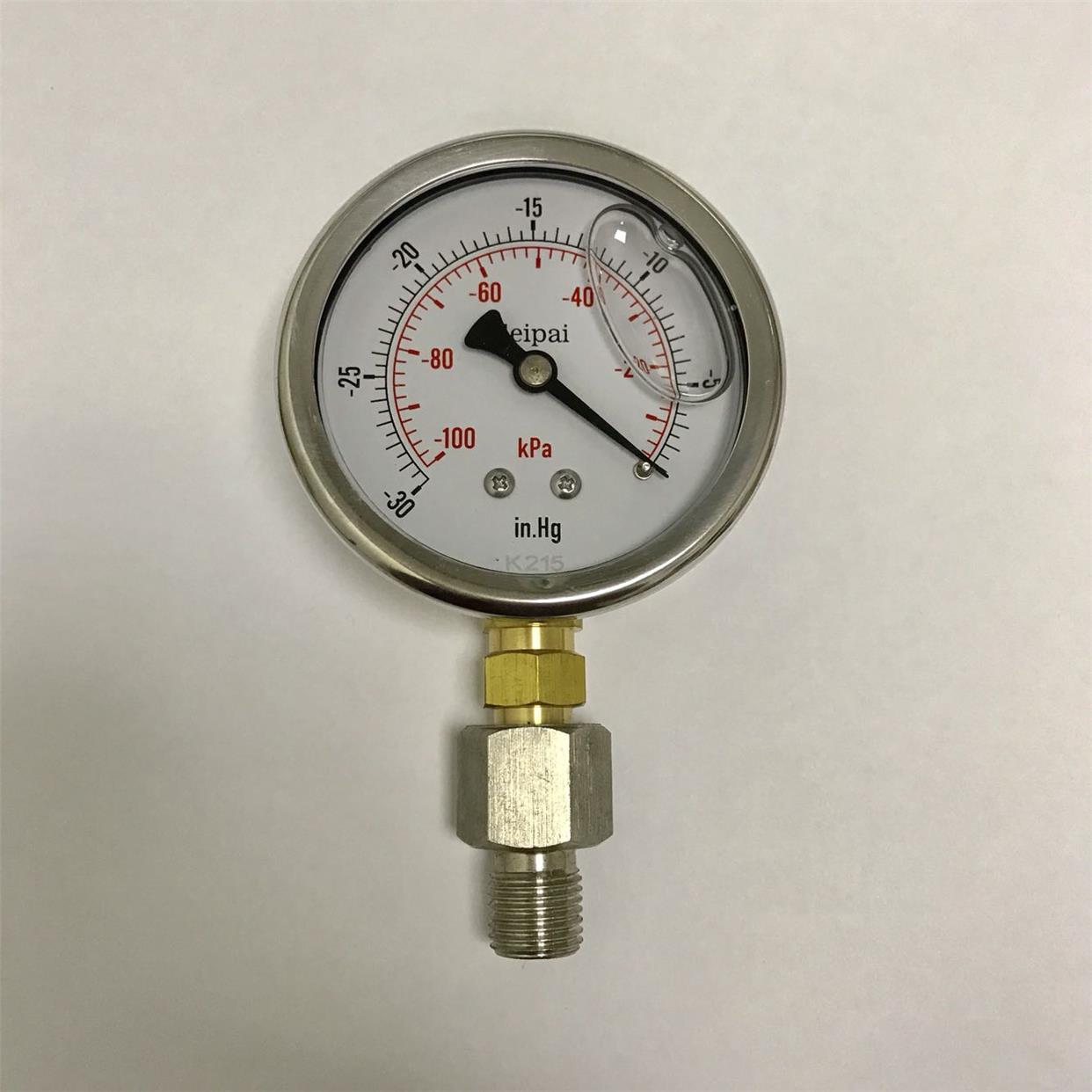 分体式真空表 充油耐震型 -30inhg-0 -100kpa-0 直径68mm 牙G1/4