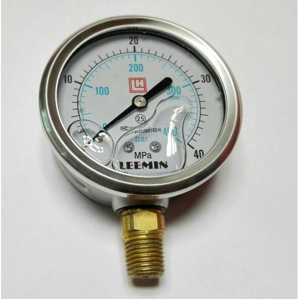 液压油压力表 LEEMlN 压力40mpa/400bar 铜螺纹ZG1/4  耐震压力表