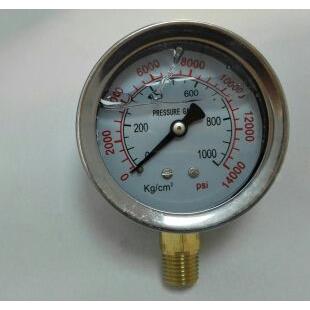 注液压力表 0～1000kg/cm2 14000psi 表径后62mm前69mm牙npt1/4