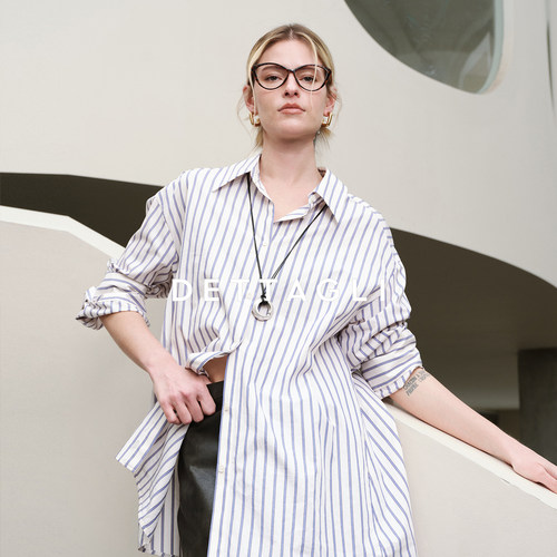 Dettagli/迪塔莉原创设计感白色系廓形百搭衬衫纽扣开衫外套上衣