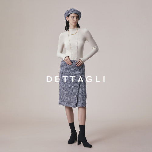 Dettagli迪塔莉秋冬季新款时尚休闲出游好物粗花呢半身裙下装女