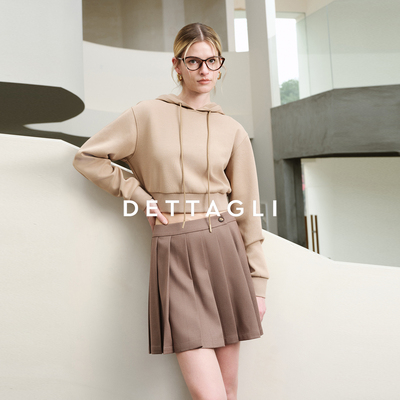 Dettagli/迪塔莉老钱风学院风黑色驼色系连帽短夹克上衣外套