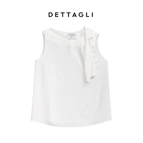 Dettagli/迪塔莉醋酸新款休闲时尚飘带无袖上衣女
