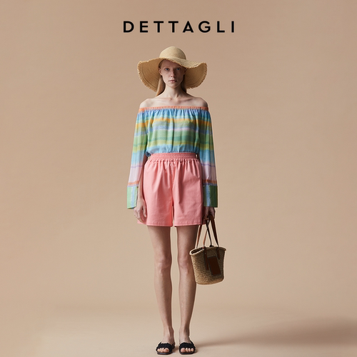 Dettagli一字领抽褶小衫