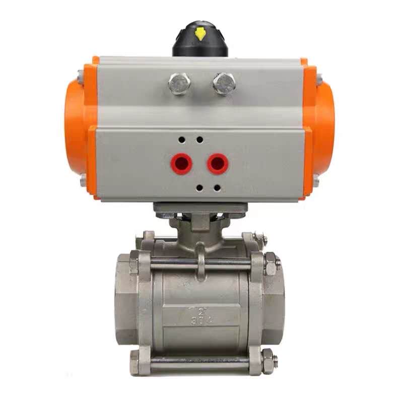 Q611F 16P高温不锈钢气动三片式丝扣口球阀阀门DN15 20 25 32 40