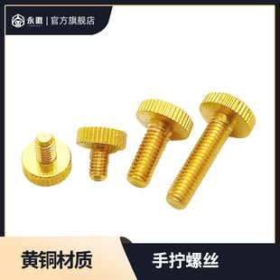 非标定做黄铜手拧螺丝铜平头滚花手拧螺钉直纹螺栓M3