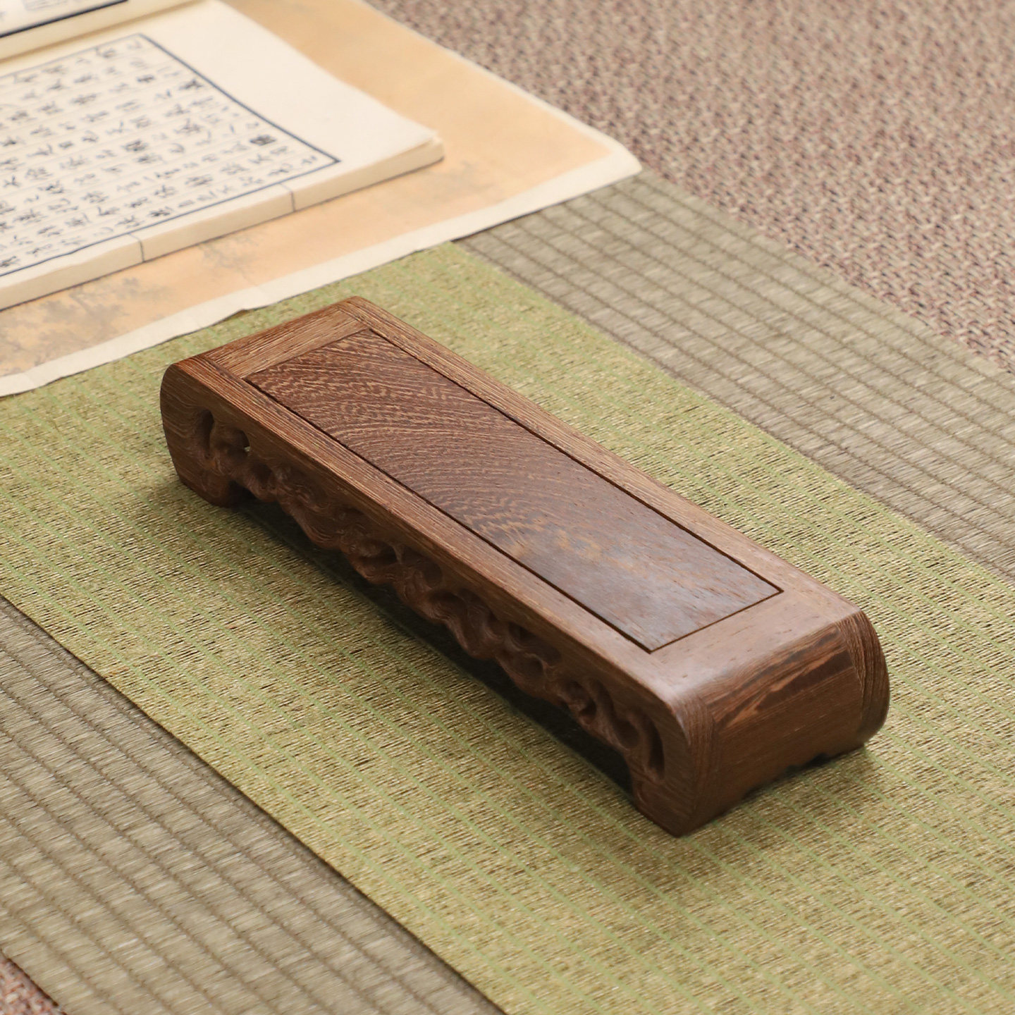 鸡翅木长方形摆件底座实木香炉奇石头花佛像文玩工艺品底座托架