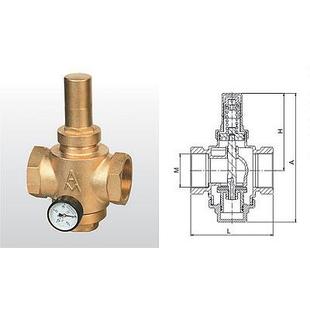 2.5寸 可调减压阀带压力表DN65 专卖店 埃美柯729黄铜活塞式 正品