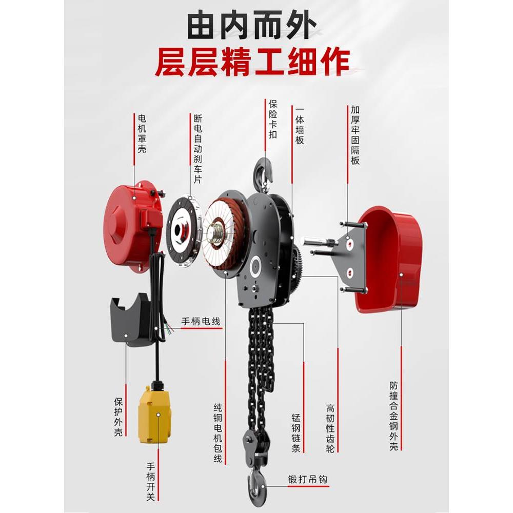 环链电动葫芦380v1t/3/5吨吊机家用小型升降倒链提升机吊葫芦220v