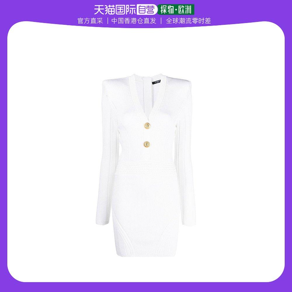 香港直邮Balmain 长袖V领针织连衣裙 YF0R8062KB39
