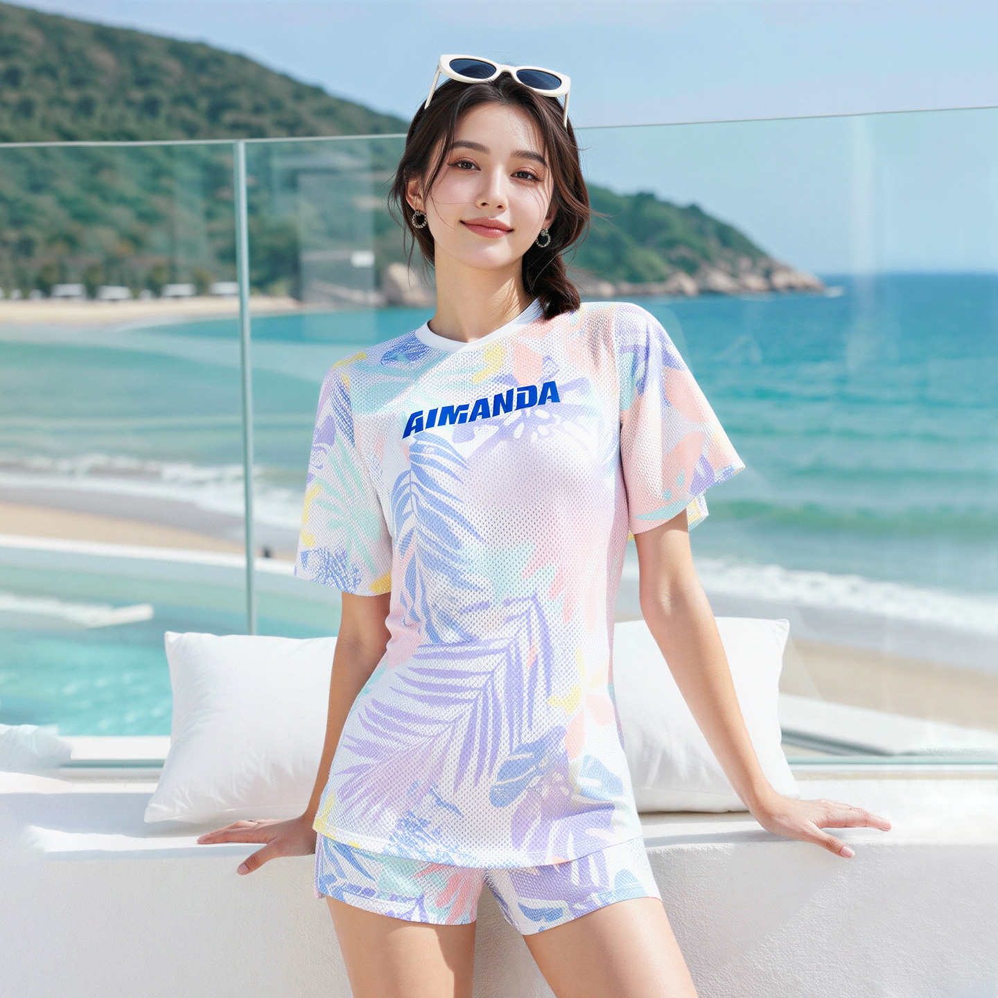 泳衣女保守罩衫三件套新款大码宽松遮肚显瘦泡温泉泳装分体游泳衣