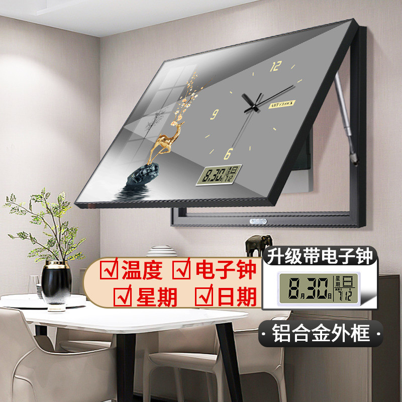 万年历电表箱装饰画带钟表免打孔配电箱遮挡箱现代简约电子钟