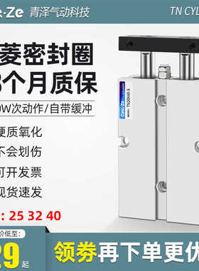 TN25气缸小型气动双轴双杆32/40*60X10X20X30X40X50X75X100X25 S