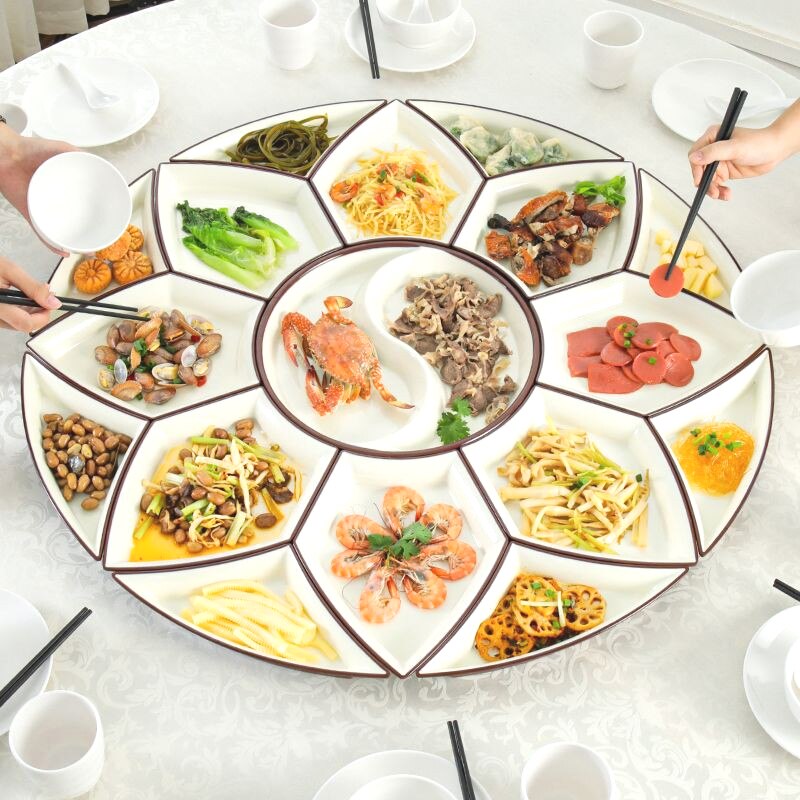 密胺拼盘餐具组合碗碟套装创意菜盘子火锅团圆圆桌年夜饭聚会餐盘
